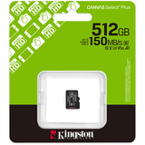 Kingston Canvas Select Plus 512 GB MicroSDXC, Speicherkarte schwarz, UHS-I U3, Class 10, V30