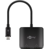 goobay USB Adapter, USB-C Stecker > 2x DisplayPort Buchse schwarz, 12cm, bis 8K @ 30Hz