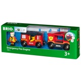 BRIO World Feuerwehr-Leiterfahrzeug, Spielfahrzeug rot/gelb, mit Licht & Sound