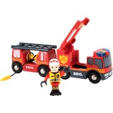 BRIO World Feuerwehr-Leiterfahrzeug mit Licht & Sound, Spielfahrzeug rot/gelb