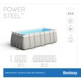 Bestway Power Steel Rectangular Frame Pool-Set, 412cm x 201cm x 122cm, Schwimmbad hellgrau, mit Sandfilteranlage