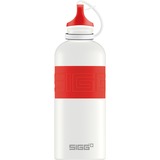 SIGG Alu CYD Pure White Red 0,6 Liter, Trinkflasche weiß/rot