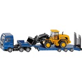 SIKU 1790 SUPER MAN LKW mit Tieflader und JCB Radlader, Modellfahrzeug blau/gelb