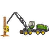 bruder 02135 John Deere 1270G Harvester, Modellfahrzeug grün/schwarz, Inkl. Baumstamm