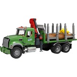bruder 02824 MACK Granite Holztransport-LKW, Modellfahrzeug grün, mit 3 Baumstämmen