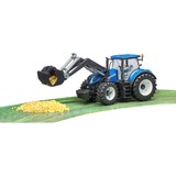bruder 03121 New Holland T7.315 , Modellfahrzeug blau/grau, mit Frontlader