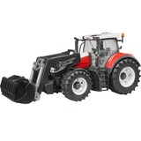 bruder 03181 Steyr 6300 Terrus CVT mit Frontlader, Modellfahrzeug weiß/rot