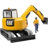 bruder CAT Minibagger, Modellfahrzeug gelb/schwarz, mit Bauarbeiter