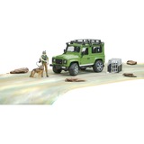 bruder Land Rover Defender Station Wagon, Modellfahrzeug grün/schwarz, Inkl. Förster und Hund