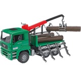 bruder MAN Holztransport-LKW mit Ladekran und 3 Baumstämmen, Modellfahrzeug 