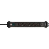 Brennenstuhl Premium-Alu-Line Steckdosenleiste 6-fach, 2x USB schwarz/aluminium, 3 Meter Kabel, USB-A, USB-C, mit Sicherheitsschalter