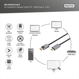 Digitus Adapterkabel DisplayPort > HDMI, UHD 4K schwarz, 1,80 Meter