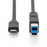 Digitus USB 3.2 Gen 1 Anschlusskabel USB-C > USB-B schwarz, 1,80 Meter, PD, Laden mit bis zu 3A