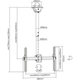 Digitus Universelle TV-Deckenhalterung mit Teleskop-Höhenverstellung schwarz, für Flat- und Curved Displays bis 177,8 mc (70")