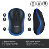 Logitech Wireless Mouse M185, Maus blau, Retail