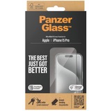 PanzerGlass Displayschutz, Schutzfolie transparent/schwarz, iPhone 15 Pro, EasyAligner