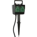 Brennenstuhl Garten-Steckdose mit Erdspieß, 4-fach, Steckdosenleiste schwarz, 10 Meter