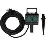 Brennenstuhl Garten-Steckdose mit Erdspieß, 4-fach, Steckdosenleiste schwarz, 10 Meter