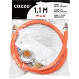 Cozze Gasregler-Set für 13" und 17"-Pizzaofen, Druckminderer orange, 1,1 Meter Schlauch