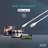 Digitus USB 2.0 Silikon-Kabel USB-A > Lightning, MFI zertifiziert weiß, 1 Meter, PD, Laden mit bis zu 12 Watt