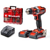 Einhell Akku-Bohrschrauber-Set TE-CD 18/40 Li +69, 18Volt rot/schwarz, 2x Li-Ion-Akku 2,0Ah, 69-teiliges Zubehör