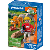 PLAYMOBIL 72089 Animals & Friends Zoo: Tiger und Besucher, Konstruktionsspielzeug 