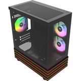Thermaltake View 170 WS ARGB , Tower-Gehäuse schwarz/holz, Tempered Glass x 2, Holz-Struktur