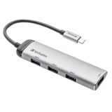 Verbatim USB-C Multiport-Hub 4xUSB 3.2, USB-Hub silber