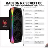 XFX Radeon RX 9070 XT OC Mercury RGB, Grafikkarte schwarz, RDNA4, GDDR6, 3x DisplayPort, 1x HDMI 2.1