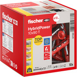 fischer Langschaftdübel HybridPower 10x90 T  rot/grau, 10 Stück