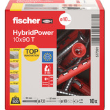 fischer Langschaftdübel HybridPower 10x90 T  rot/grau, 10 Stück