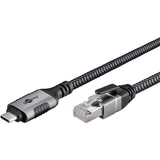goobay Ethernet-Kabel USB-C 3.2 Gen1 Stecker > RJ-45 Stecker, LAN-Adapter schwarz/silber, 1 Meter