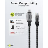 goobay Ethernet-Kabel USB-C 3.2 Gen1 Stecker > RJ-45 Stecker, LAN-Adapter schwarz/silber, 1 Meter