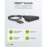 goobay HDMI-Umschaltbox 3 auf 1 (4K @ 30Hz), HDMI Switch schwarz, 58cm Kabel