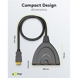 goobay HDMI-Umschaltbox 3 auf 1 (4K @ 30Hz), HDMI Switch schwarz, 58cm Kabel