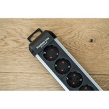Brennenstuhl Premium-Protect-Line Steckdosenleiste 6-fach schwarz/aluminium, 3 Meter, 60.000A Überspannungsschutz, 2x USB-A