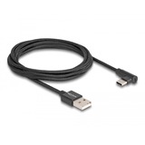 DeLOCK USB 2.0 Kabel, USB-A Stecker > USB-C Stecker schwarz, 2 Meter, gesleevt, 90° abgewinkelt