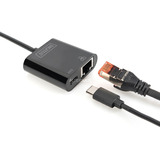 Digitus  USB Type-C Gigabit Ethernet Adapter schwarz, mit Power Delivery Unterstützung