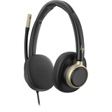 HP Poly Mission 825 kabelgebundenes Stereo-USB-Headset BULK schwarz, USB Type-C und Type-A, PU-Leder-Ohrpolster (Oberflächenmaterial)