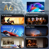 Hisense 65A6S, LED-Fernseher 164 cm (65 Zoll), schwarz/dunkelgrau, UltraHD/4K, Triple Tuner