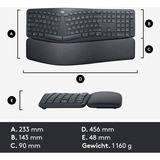 Logitech ERGO K860 Split for Business, Tastatur graphit, DE-Layout