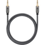 goobay Plus Audio Verbindungskabel AUX 3,5mm stereo schwarz/silber, 5 Meter