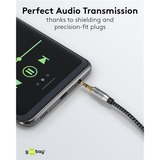 goobay Plus Audio Verbindungskabel AUX 3,5mm stereo schwarz/silber, 5 Meter
