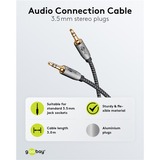goobay Plus Audio Verbindungskabel AUX 3,5mm stereo schwarz/silber, 5 Meter