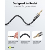 goobay Plus Audio Verbindungskabel AUX 3,5mm stereo schwarz/silber, 5 Meter