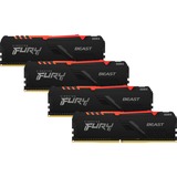 Kingston FURY DIMM 128 GB DDR4-3200 (4x 32 GB) Quad-Kit, Arbeitsspeicher schwarz, KF432C16BBAK4/128, Beast RGB, INTEL XMP
