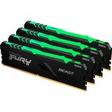 Kingston FURY DIMM 128 GB DDR4-3200 (4x 32 GB) Quad-Kit, Arbeitsspeicher schwarz, KF432C16BBAK4/128, Beast RGB, INTEL XMP