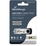 MediaRange USB Type-C 64 GB, USB-Stick schwarz/silber, USB 3.2 Gen 1 Type-C