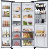 SAMSUNG RH6ACG892DB1EG, Side-by-Side edelstahl (dunkel), Food Showcase Tür, AI Energy Mode, Smart Conversion, Festwasseranschluss