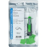 SMARTKEEPER ESSENTIAL Micro SD Port Lock (MSD04) + Lock Key Mini (U04), Einsteckschloss Farbcode Grün, 4 Stück + 1 Schlüssel